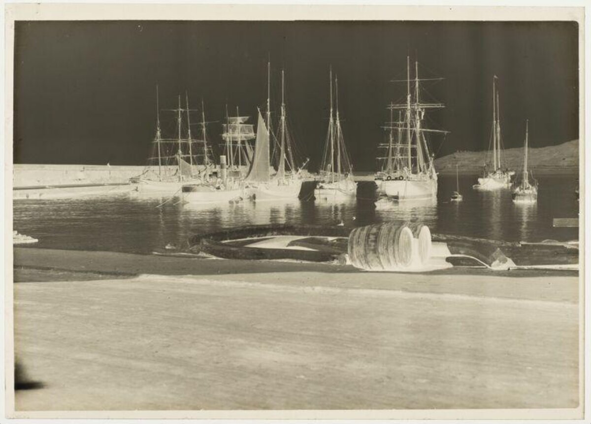 Vintage Harbor with Docked Sailing Ships