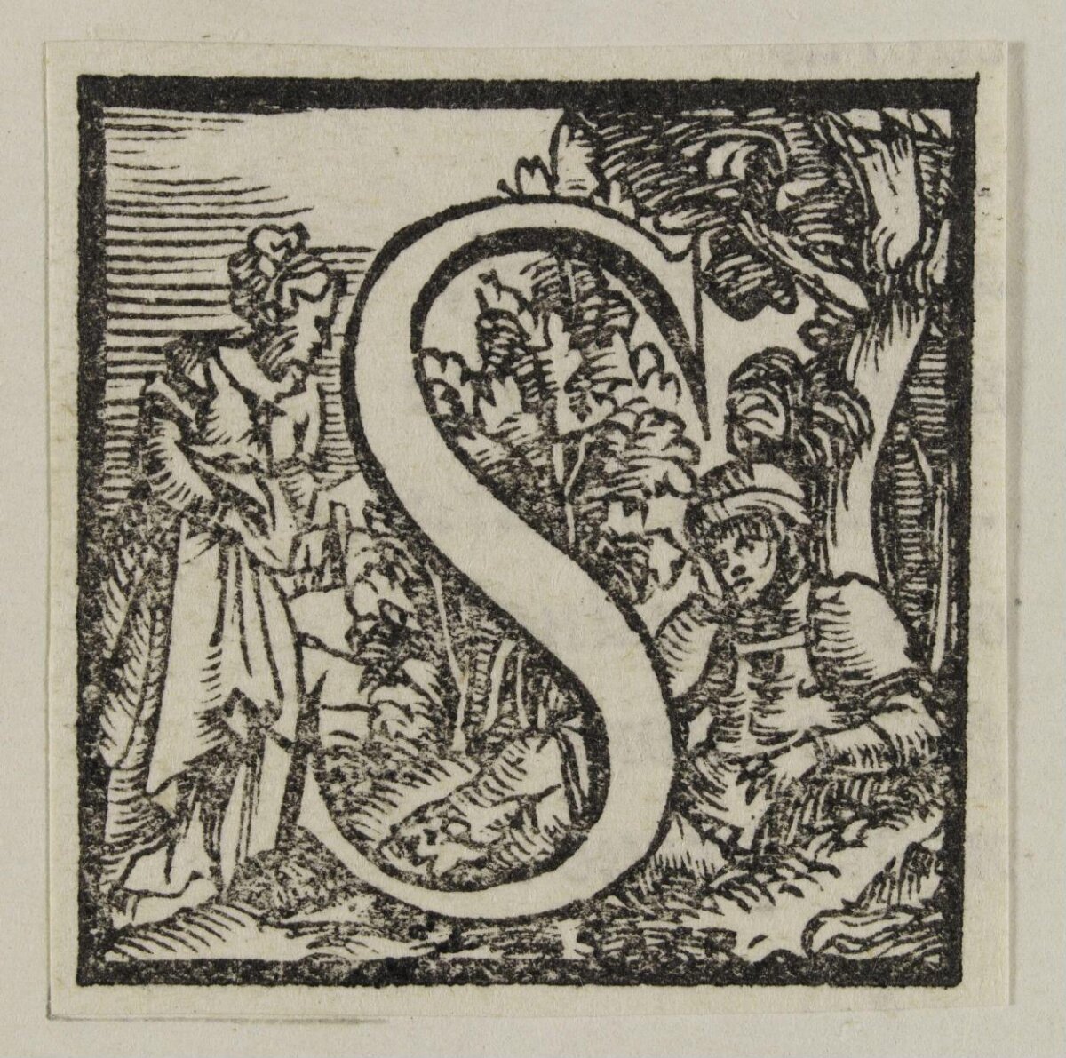 Decorated Initial S Woodcut