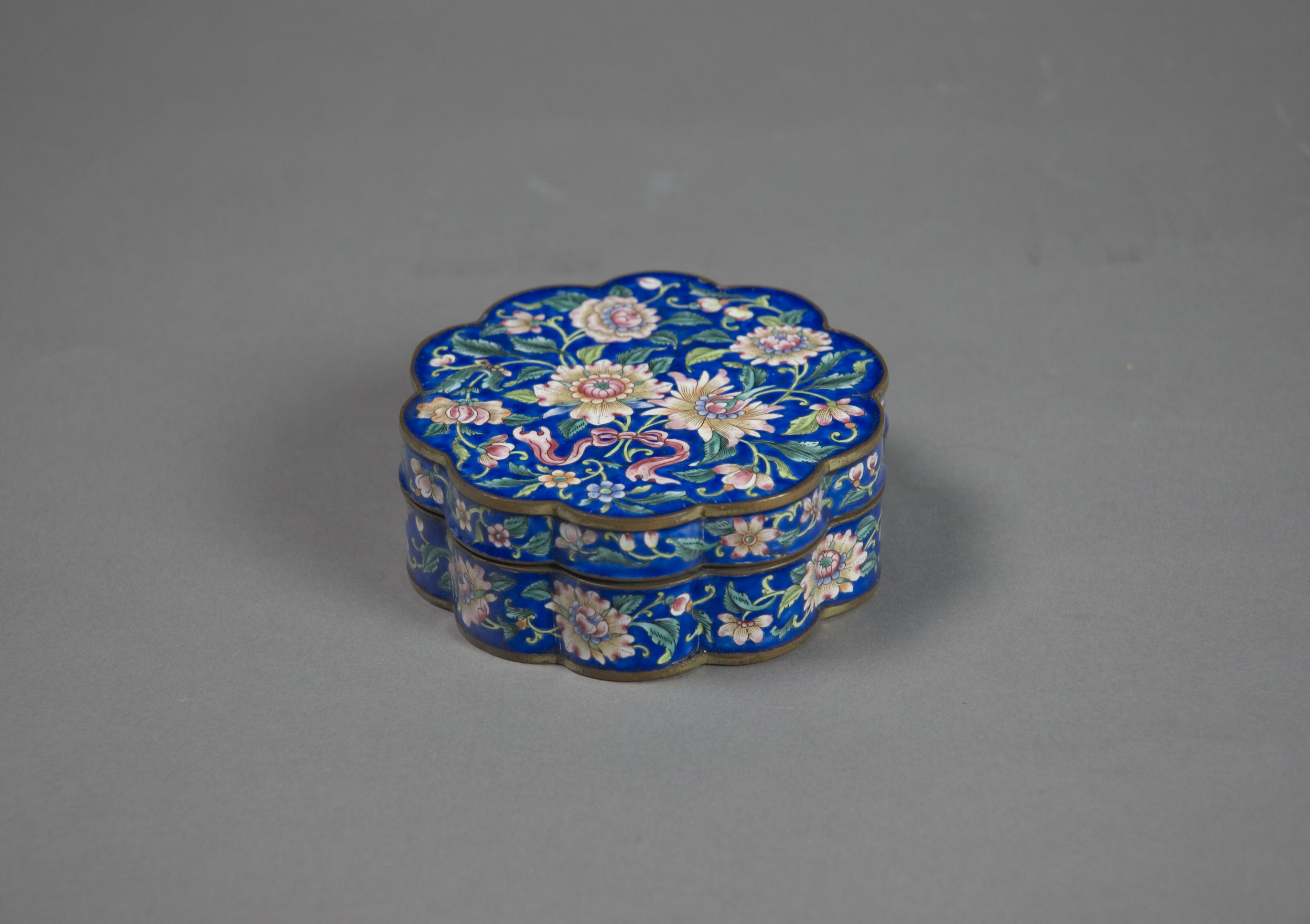 Blue Enamel Floral Flower-shaped Box