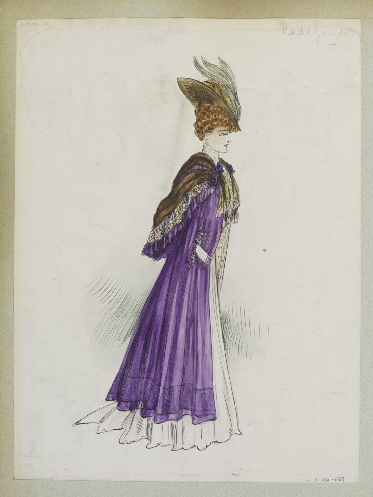Edwardian Purple Gown Fashion Sketch