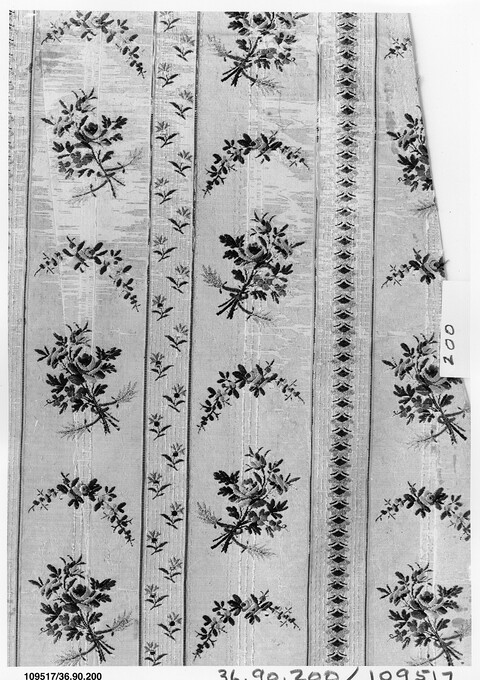 Vintage Floral Striped Textile Sample