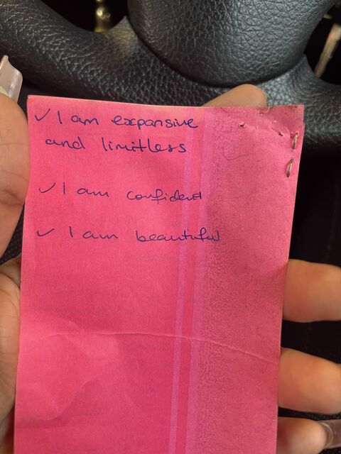 Handwritten Positive Affirmations on Pink Paper