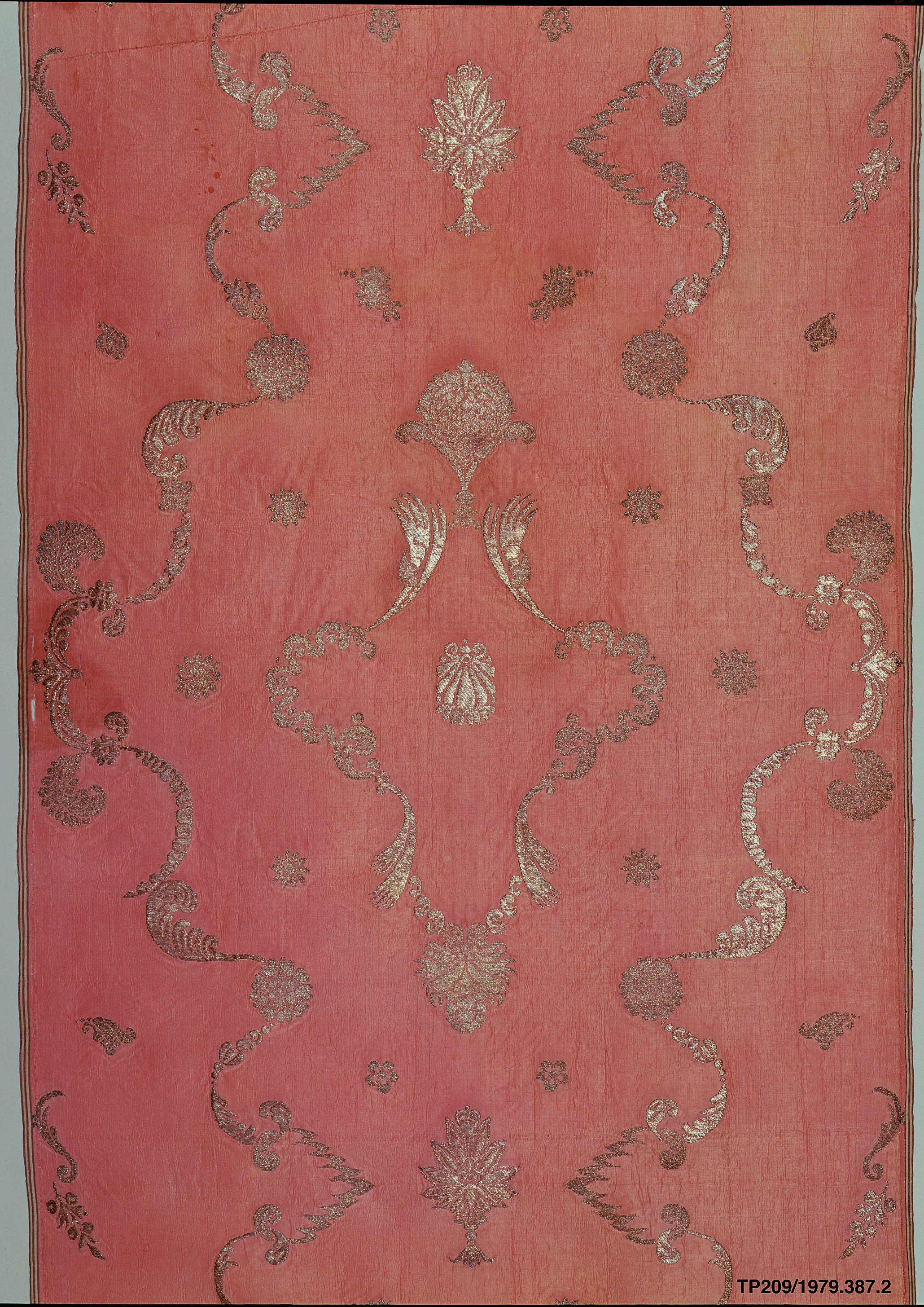 Pink Silver Patterned Antique Textile