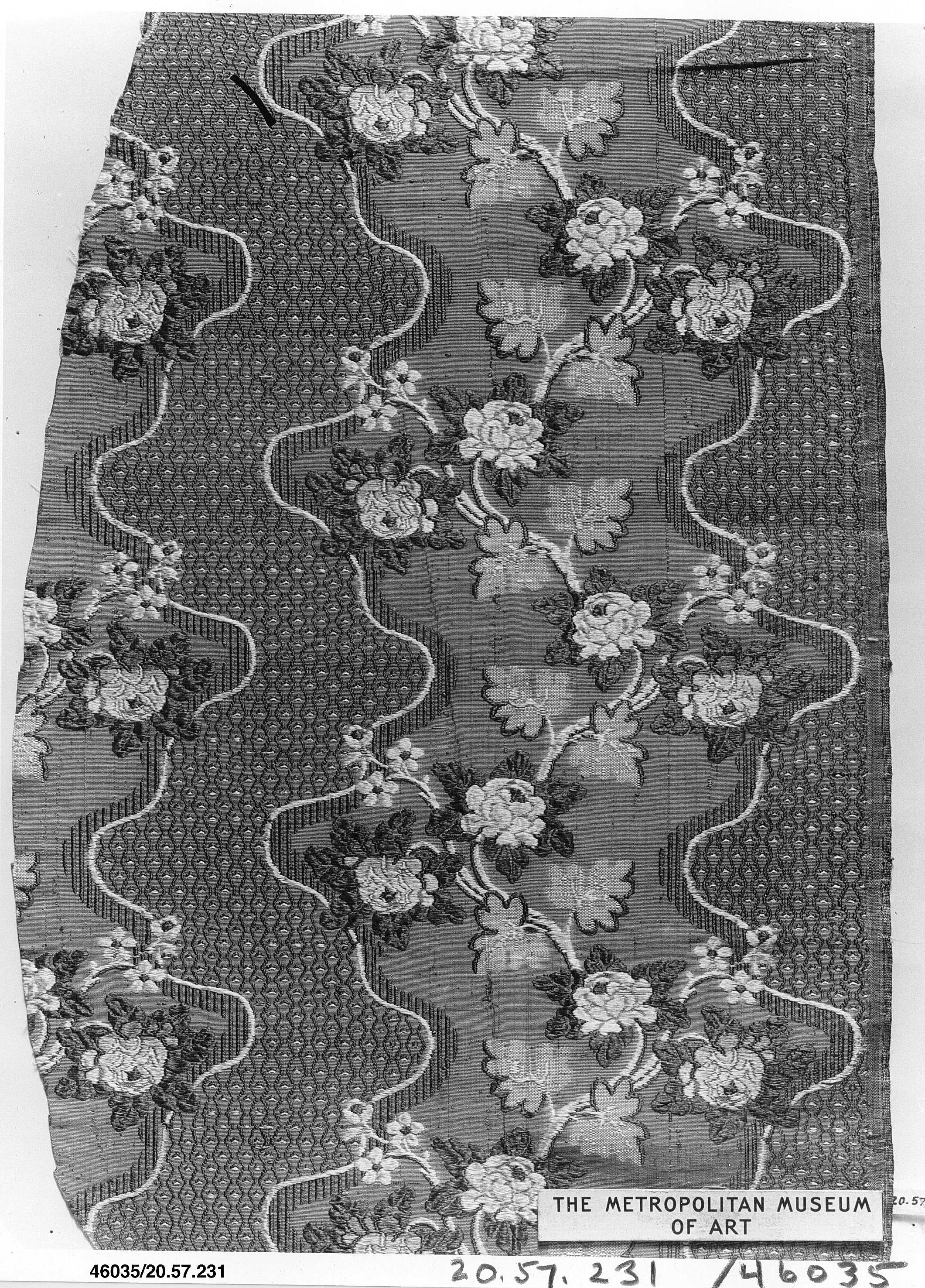 Antique Floral Pattern Textile Fragment