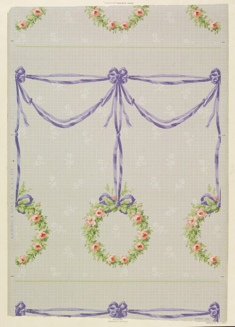 Vintage Floral Ribbon Wallpaper Design