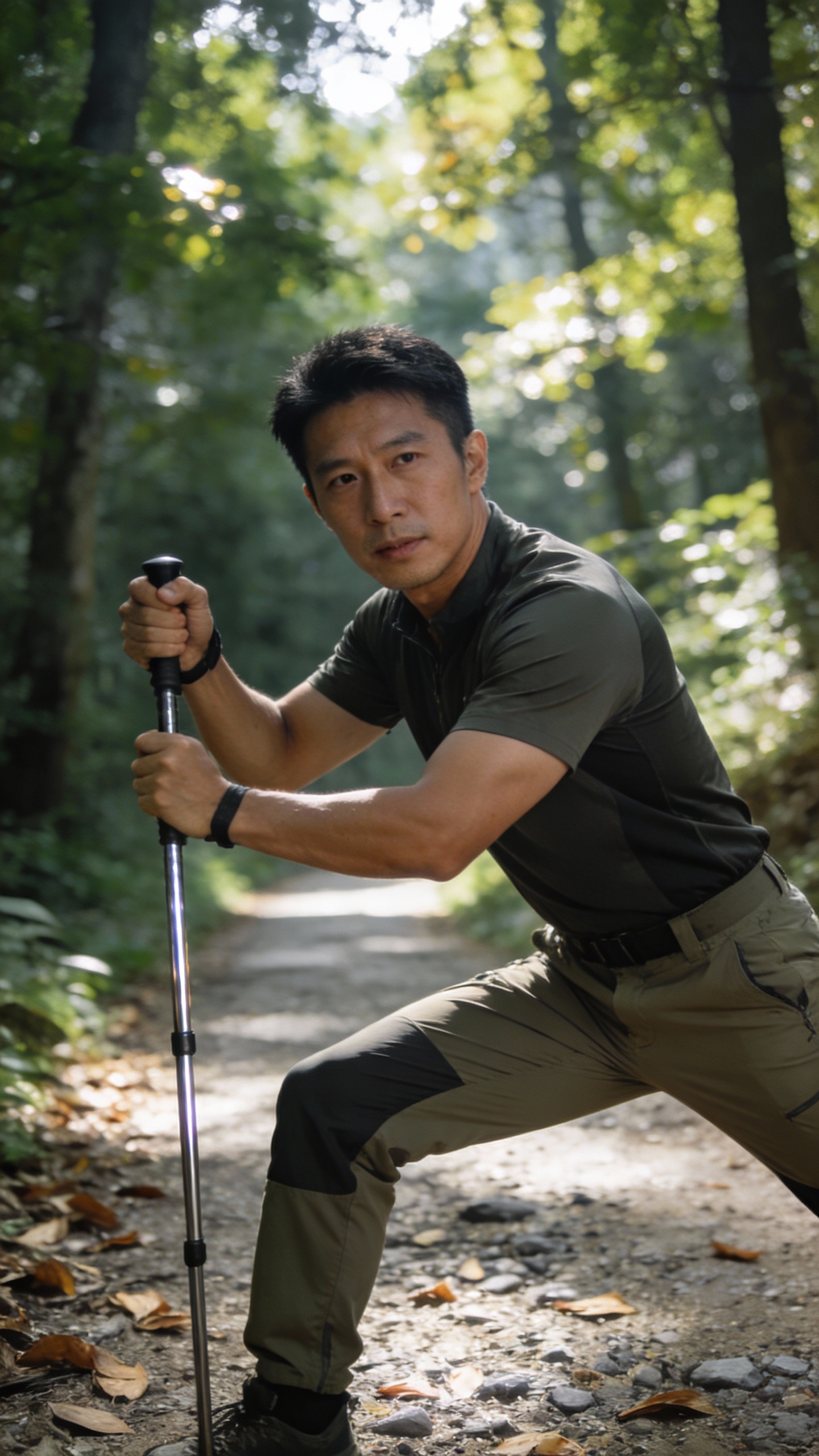 Hiker on Forest Hiking Trail