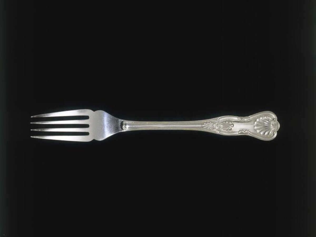 Silver Fork on Black Background