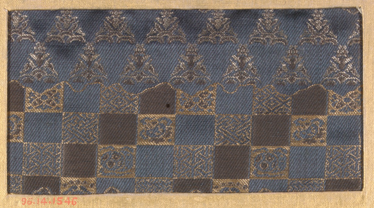 Blue Gold Woven Textile Fragment