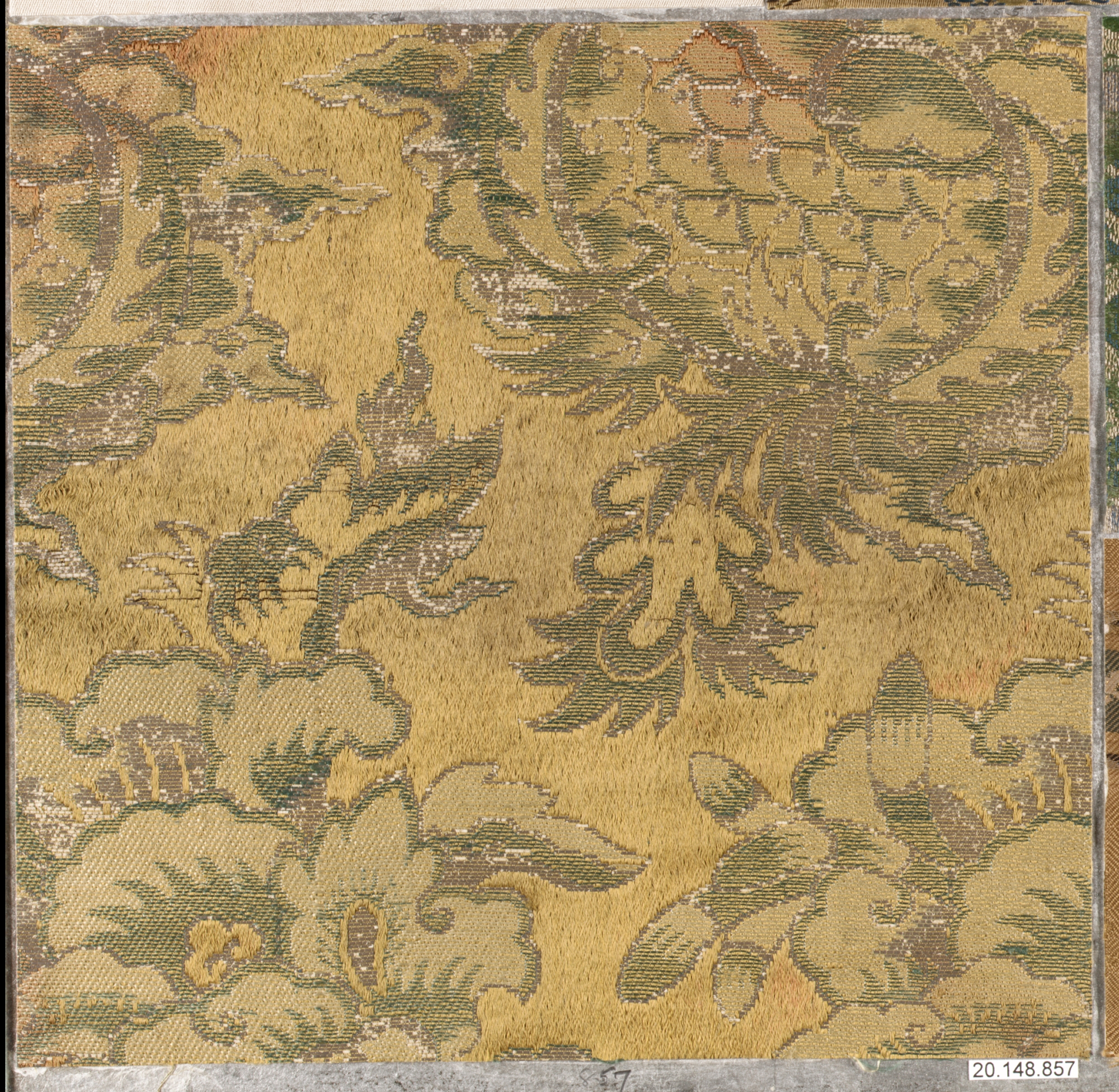 Ancient Floral Brocade Textile Fragment