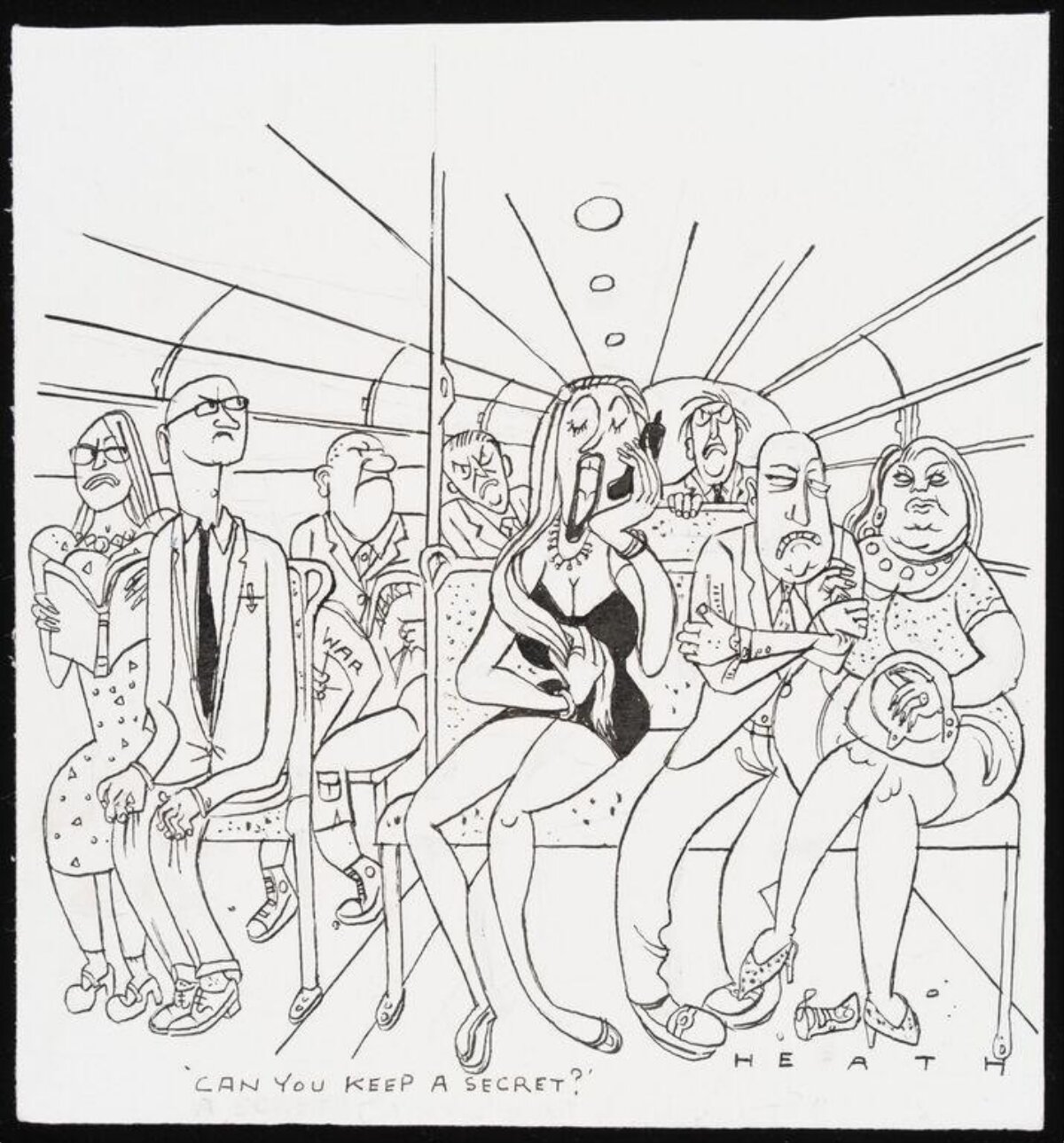 Crowded Subway Commute Cartoon