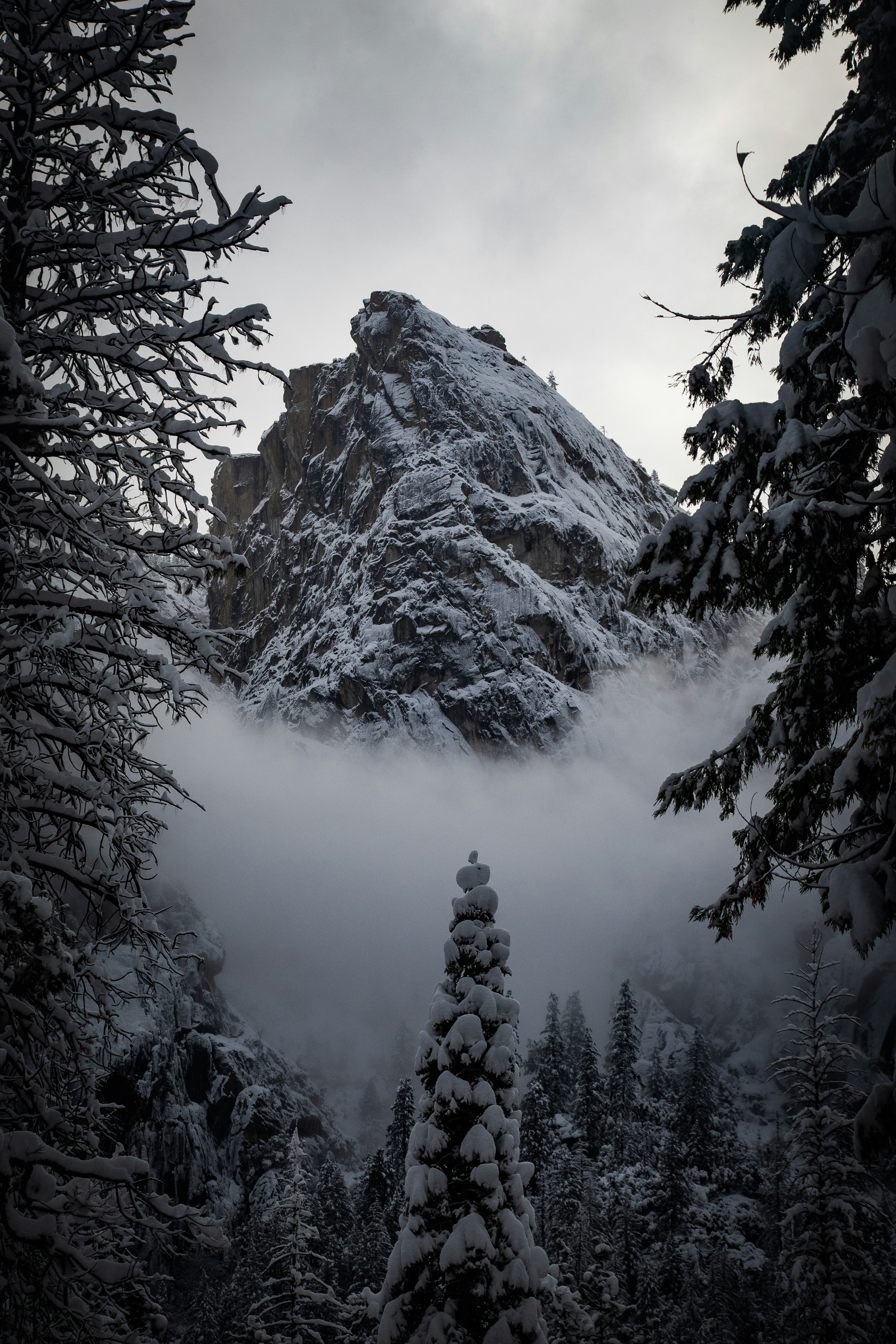 Snow-Covered Mountain Winter Scene
