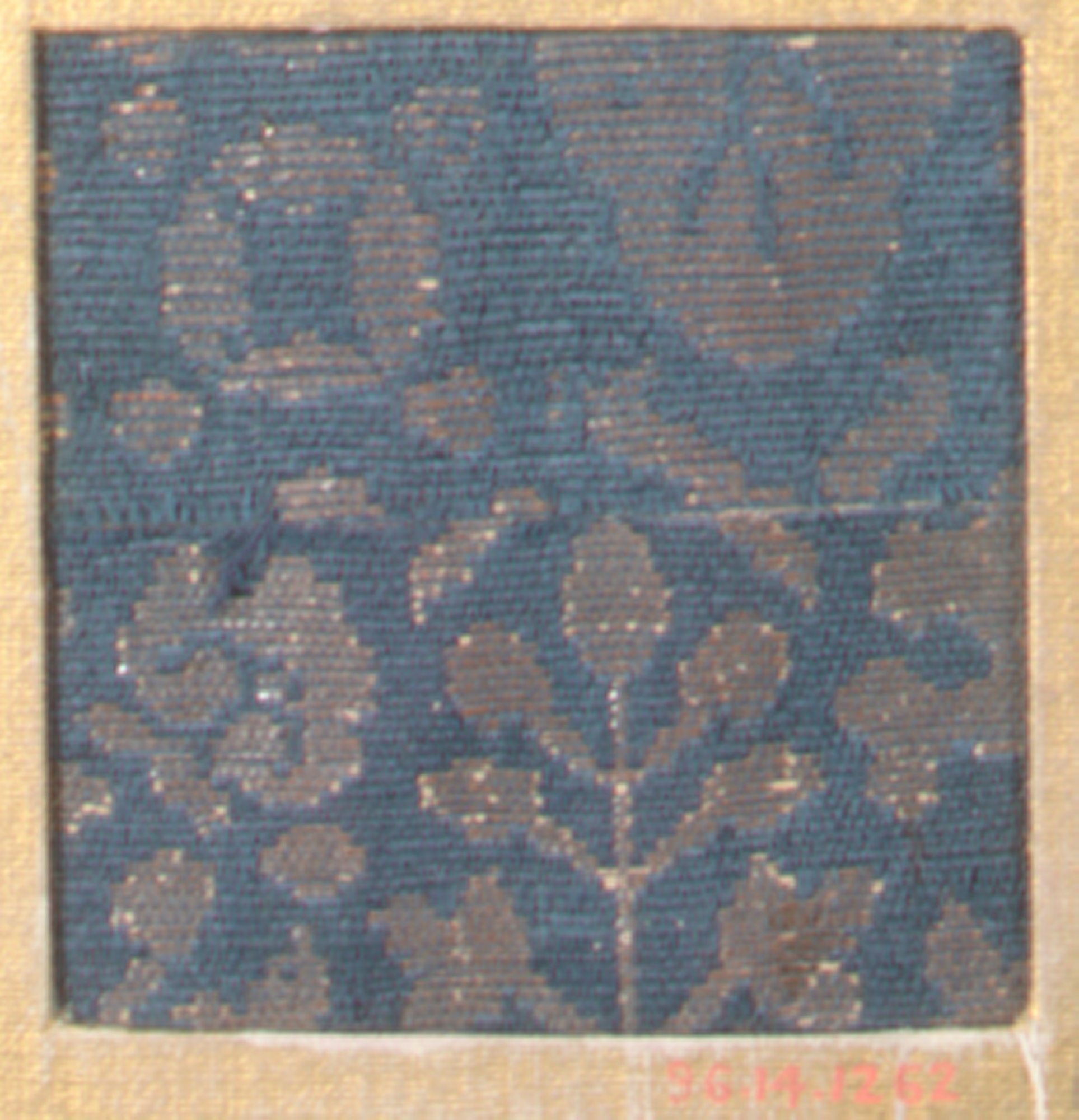 Antique Blue Gold Woven Textile Sample
