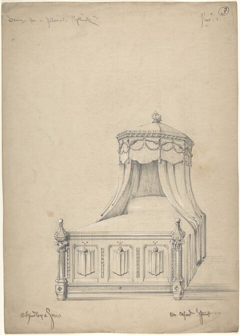 Pencil Sketch of Bedstead Design