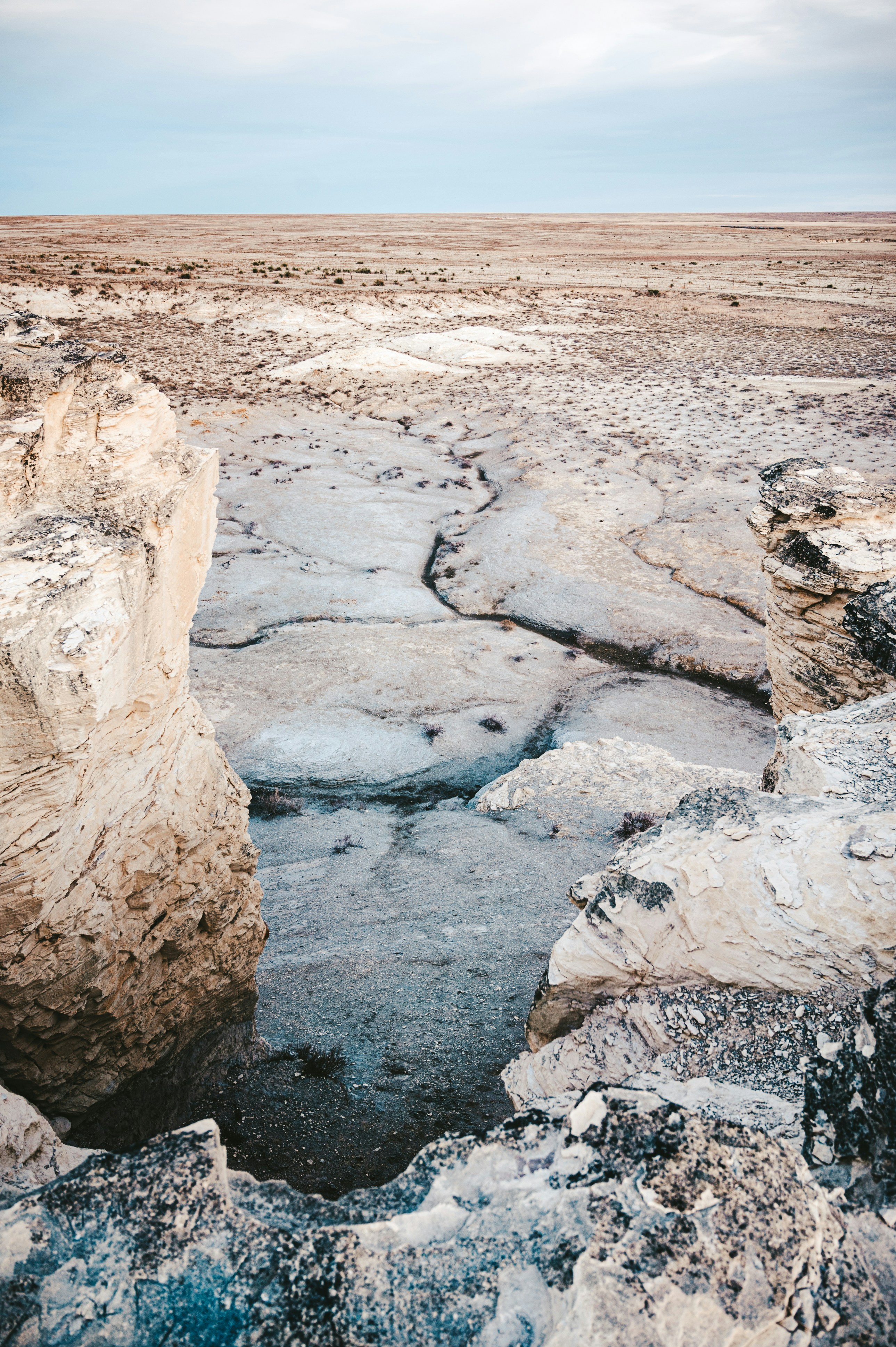 Arid Eroded Badlands Landscape