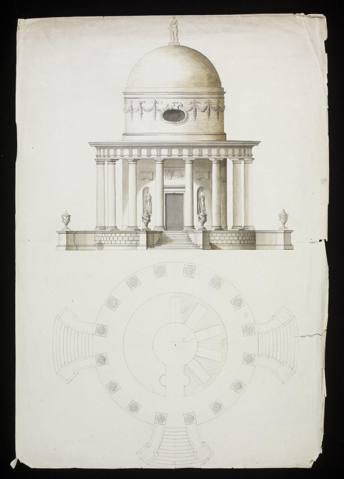 Circular Domed Building Architectural Drawing