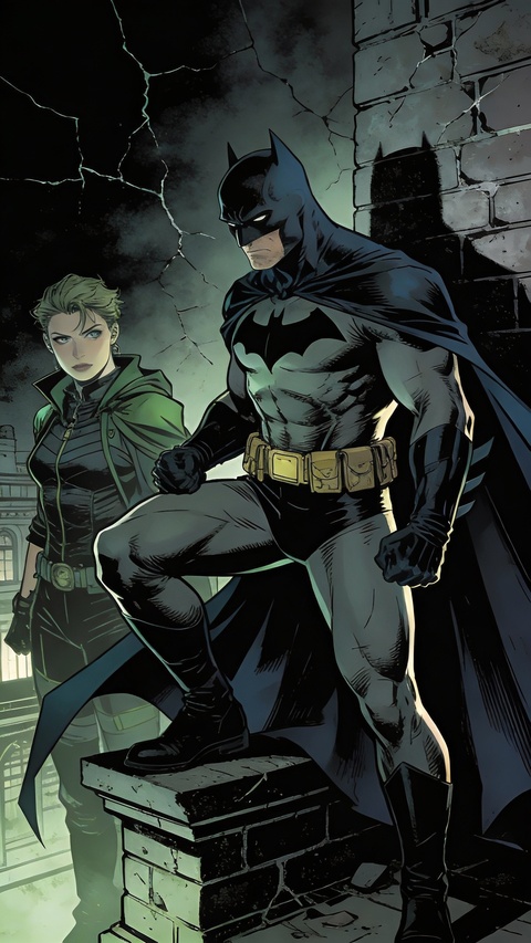 Batman and Companion on Rooftop