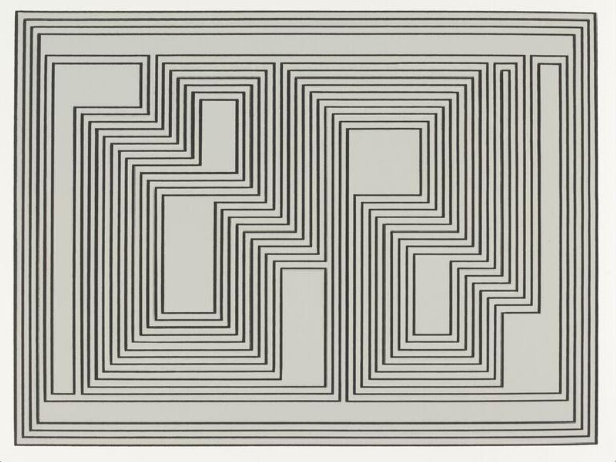 Black and White Geometric Maze Pattern