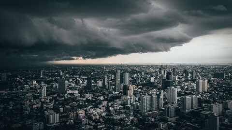 City Under Storm Clouds