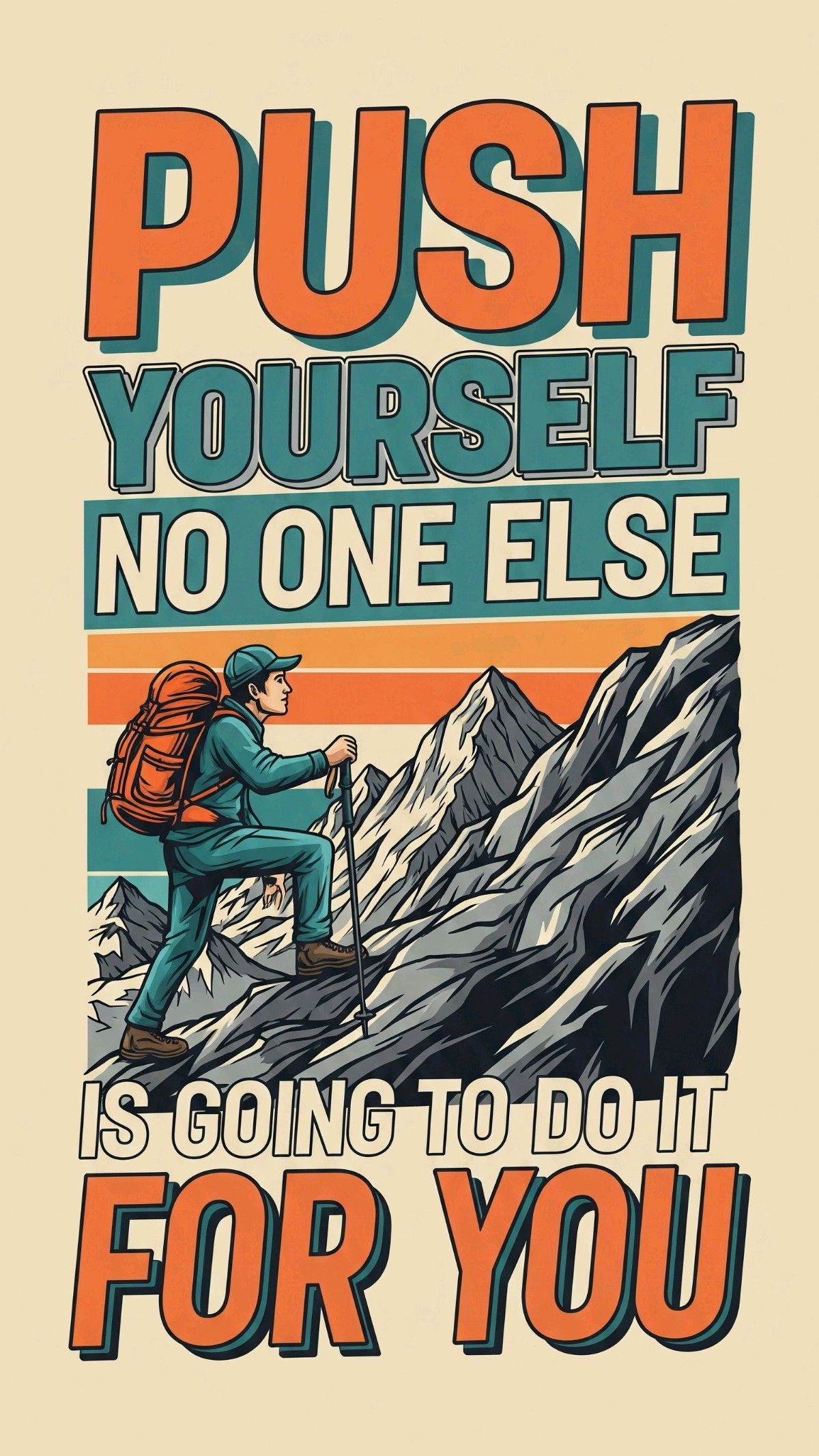 Push Yourself Motivational Hiking Poster