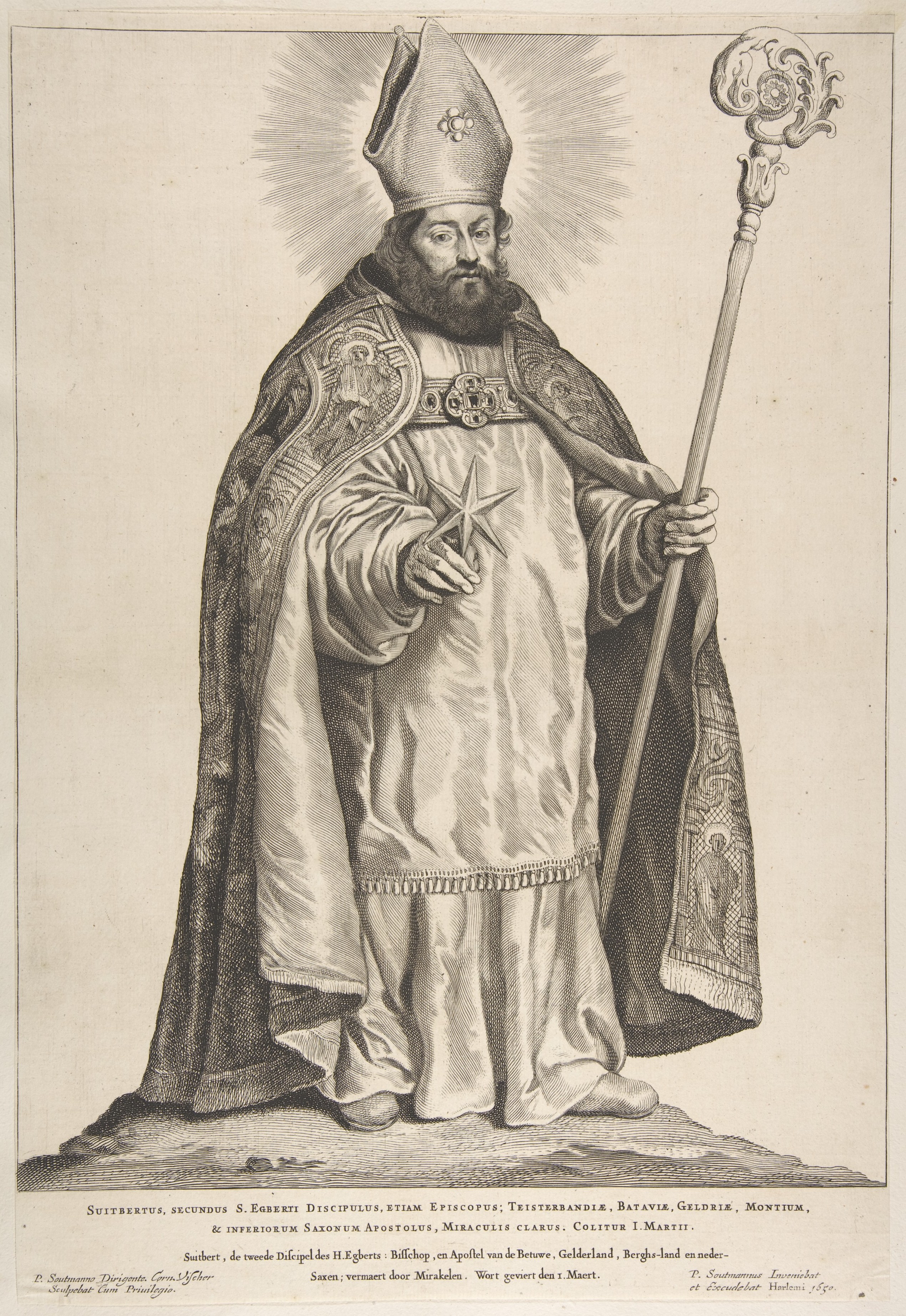 Engraved Portrait of Saint Suitbert