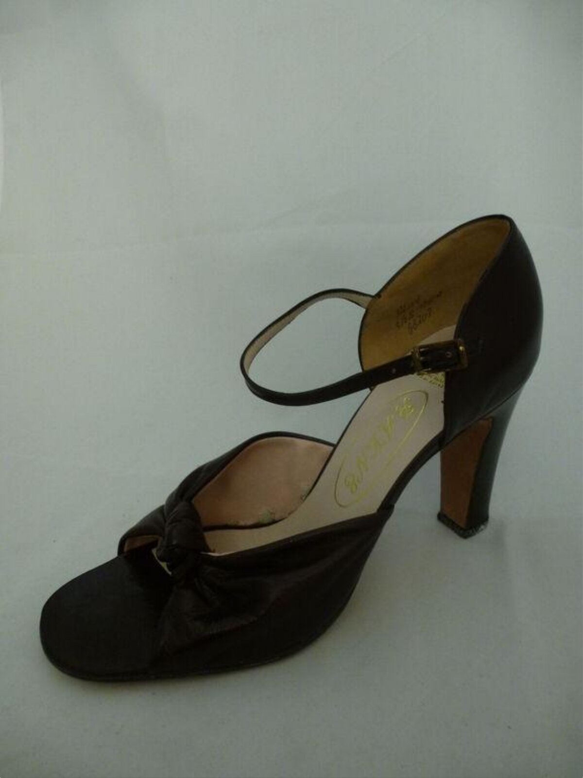 Brown Peep Toe Ankle Strap High Heel