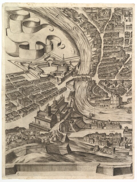 16th Century Engraved Map of Rome
