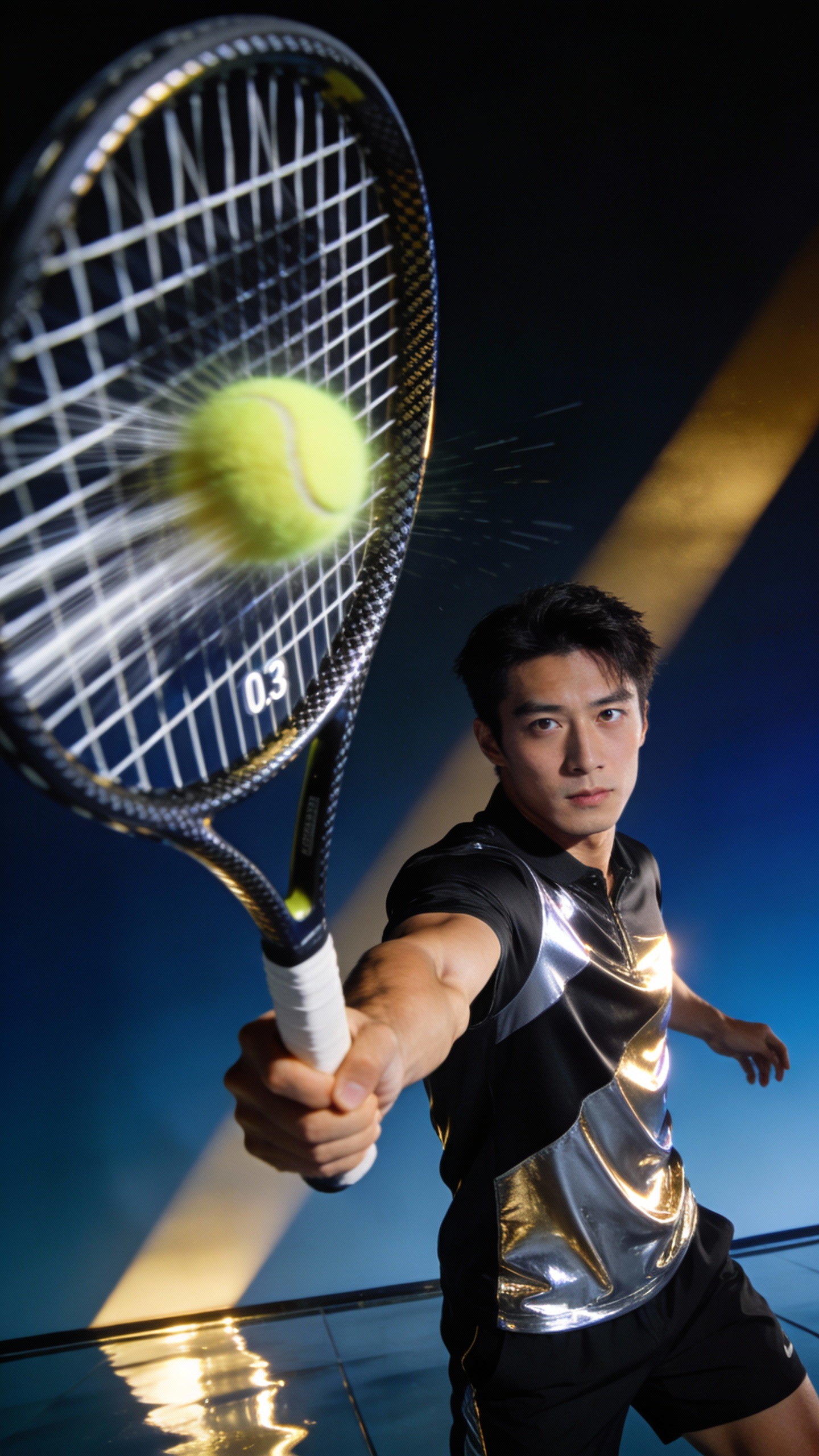 Male Tennis Player Hitting Tennis Ball