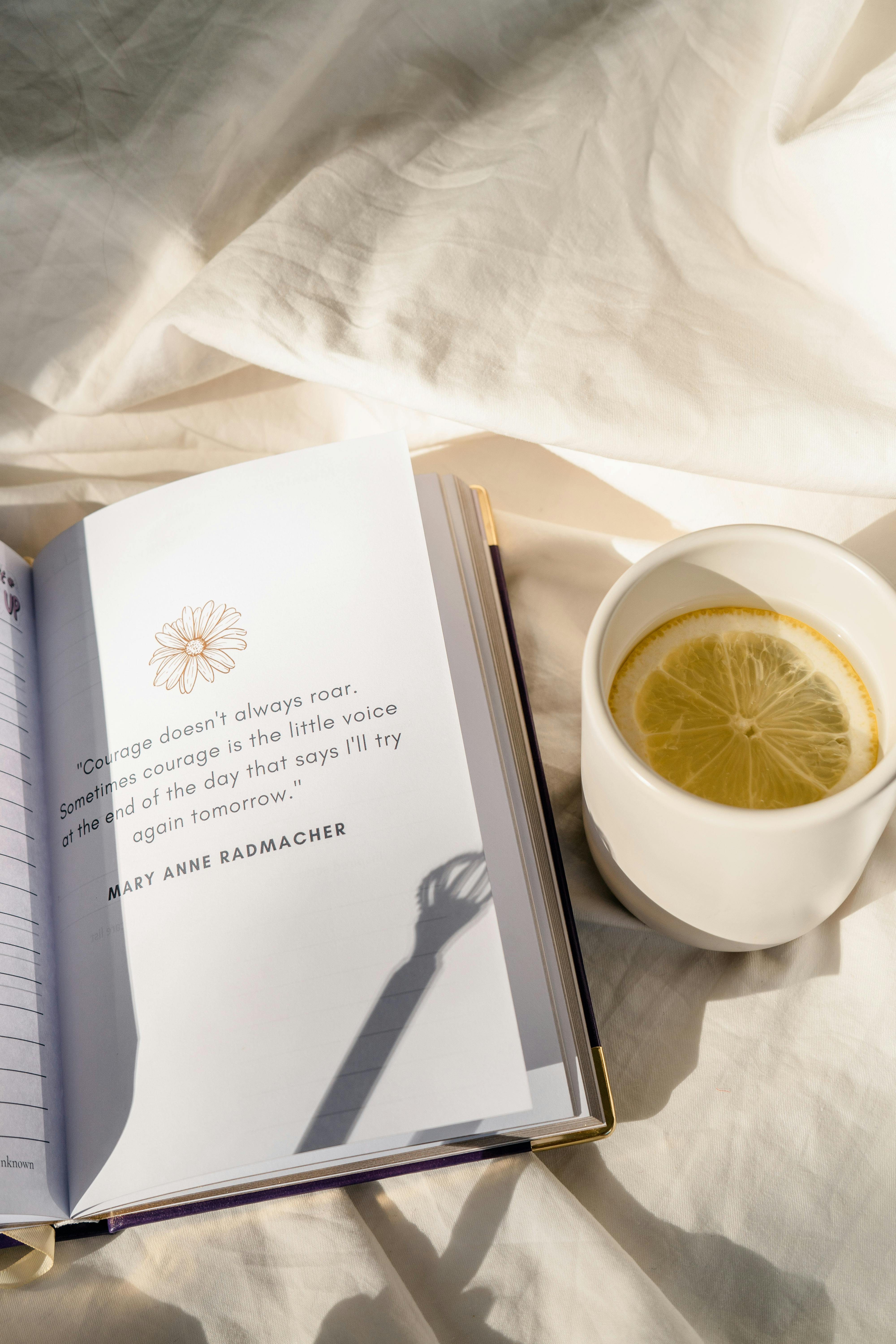 Open Journal with Lemon Tea