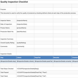 Quality Inspection Checklist
