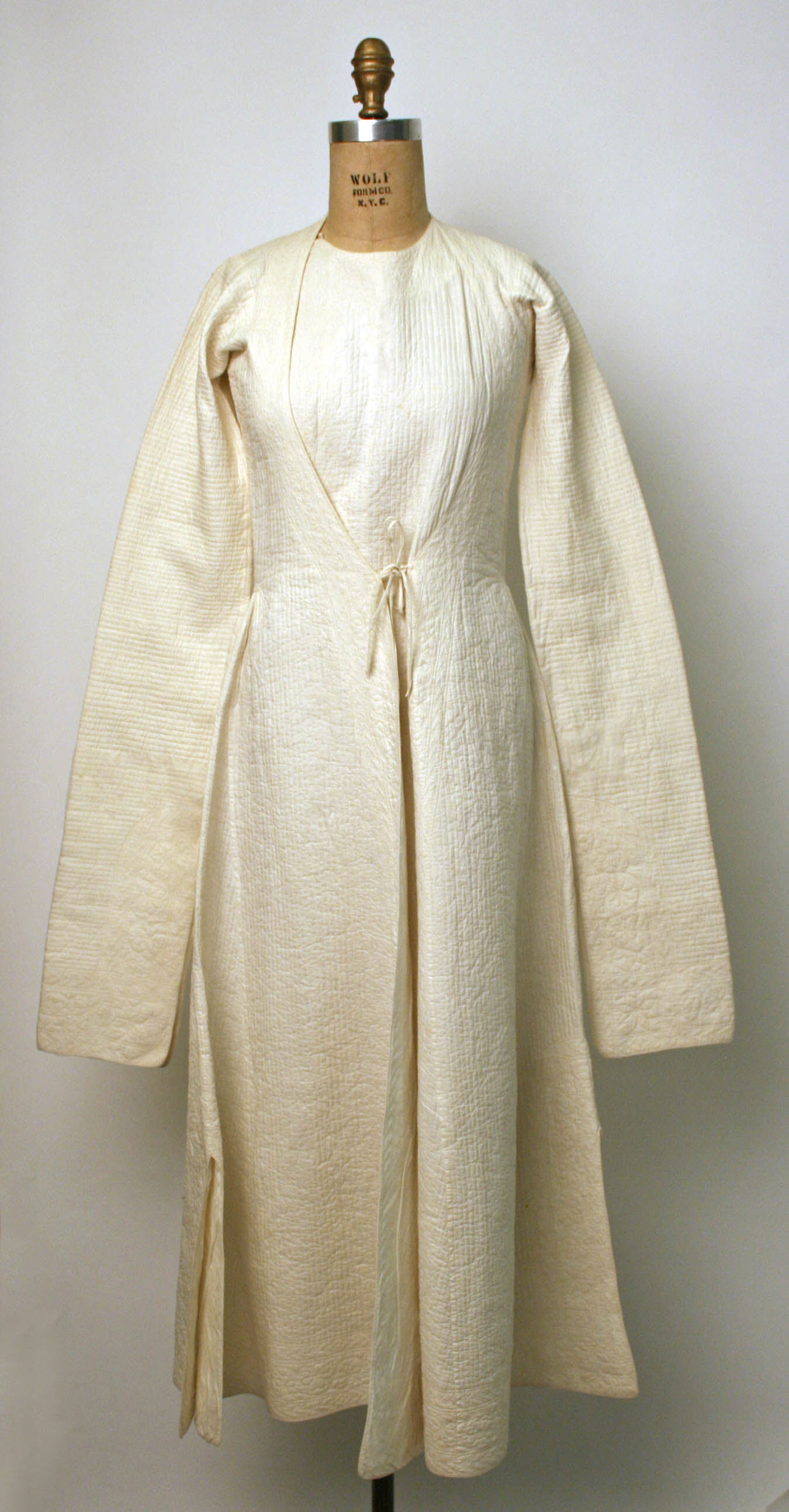 Cream Quilted Long Dress on Mannequin