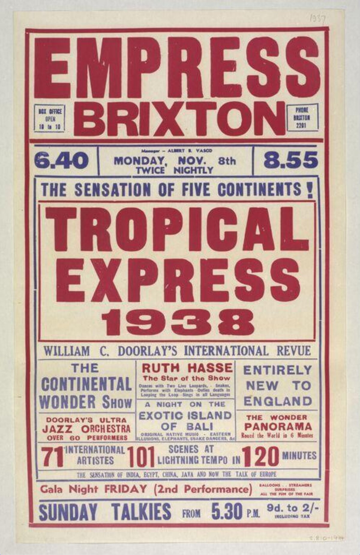 1938 Empress Brixton Show Poster