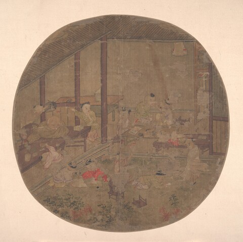 Ancient Children School Scene Painting