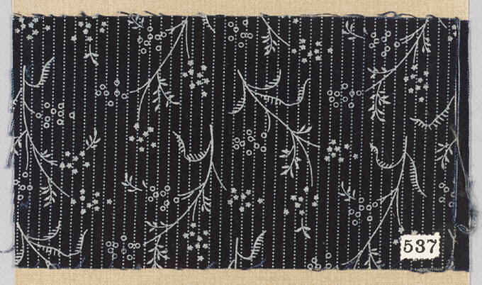 Black Floral Striped Fabric Sample