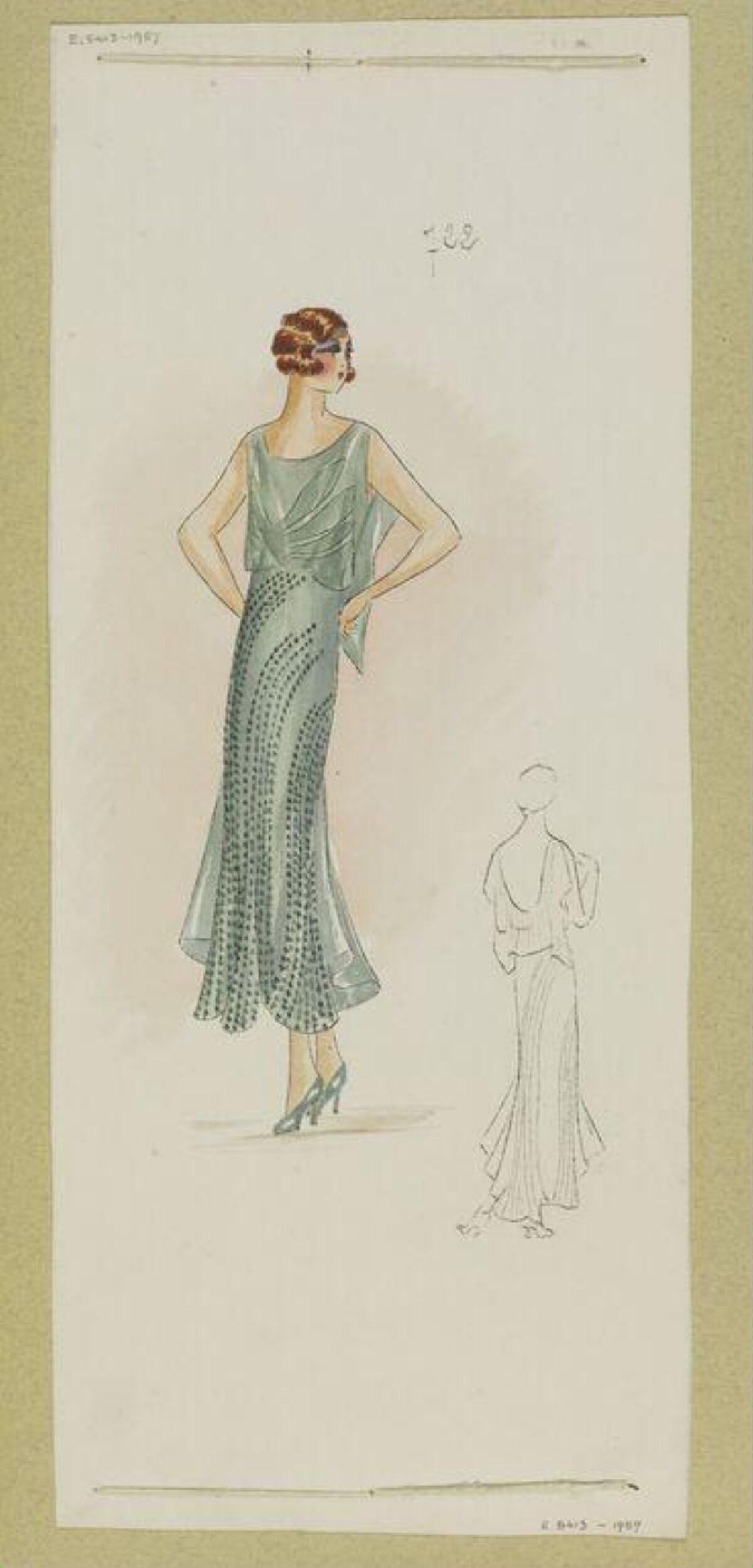 Vintage Evening Gown Fashion Sketch
