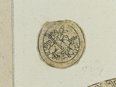 Antique Ink Circular Emblem Sketch