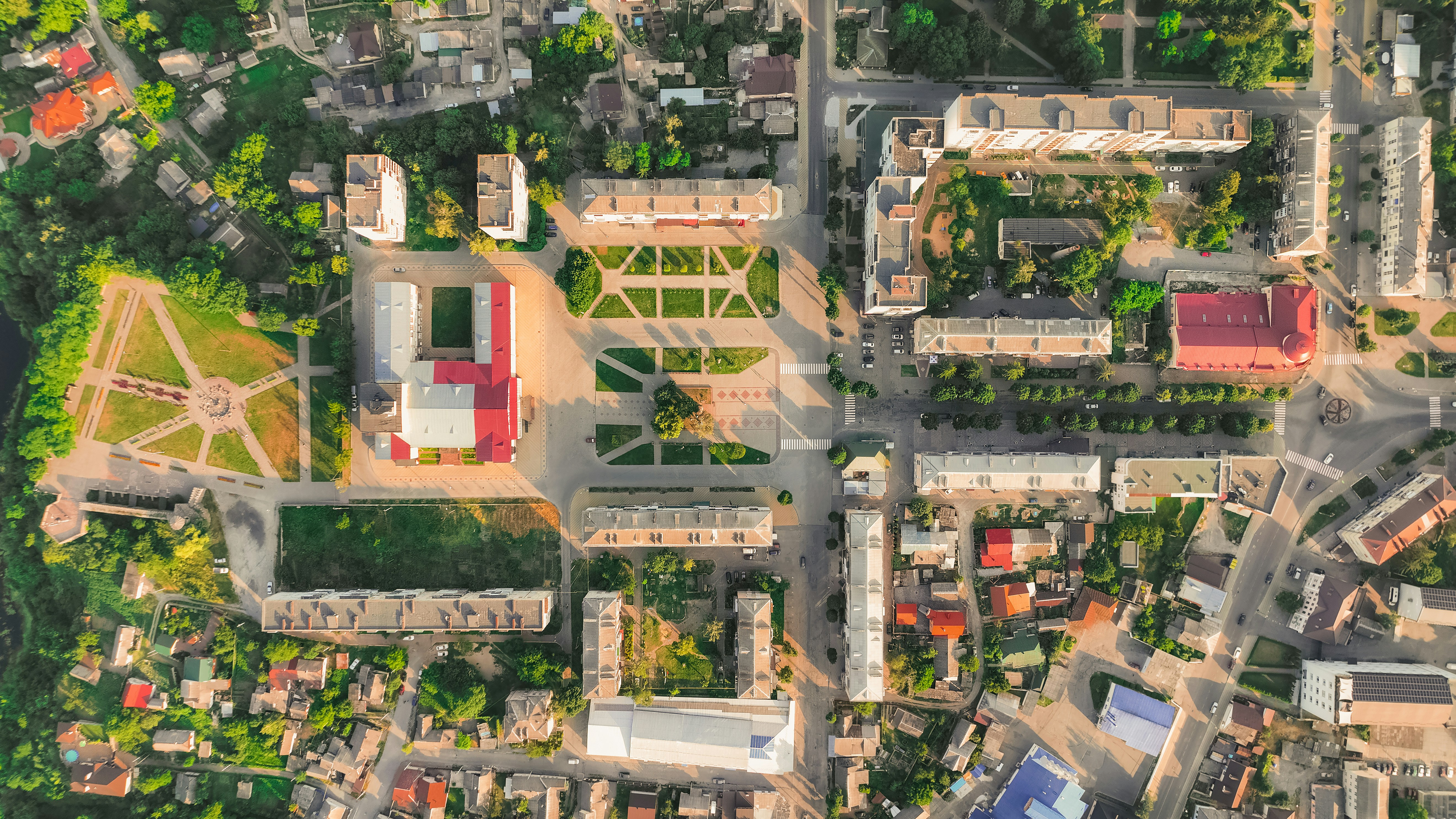 Aerial View of Town Central Square