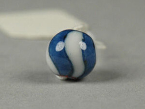 Blue and White Striped Glass Marble