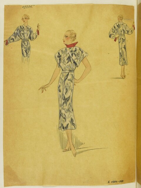Vintage Dress Fashion Design Sketch