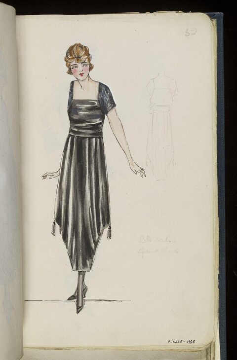 Vintage Black Dress Fashion Sketch