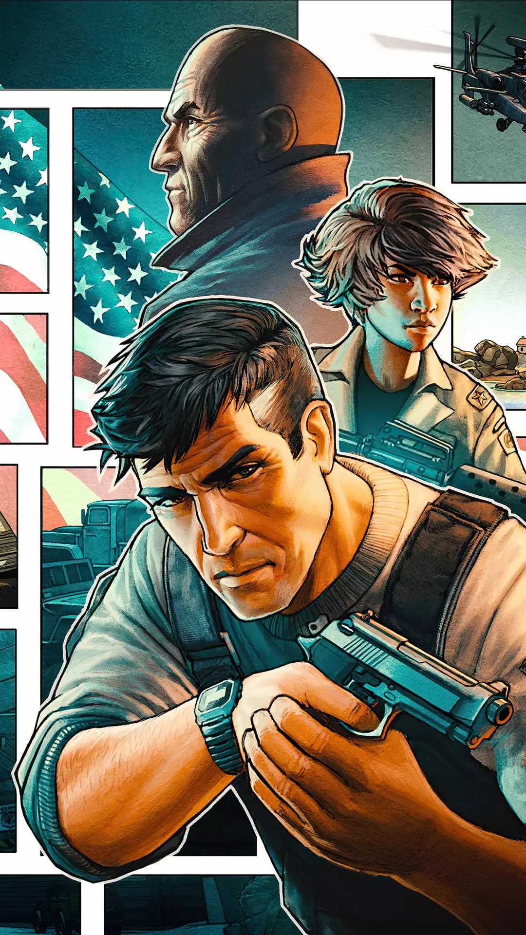 Comic Illustration of Military Personnel