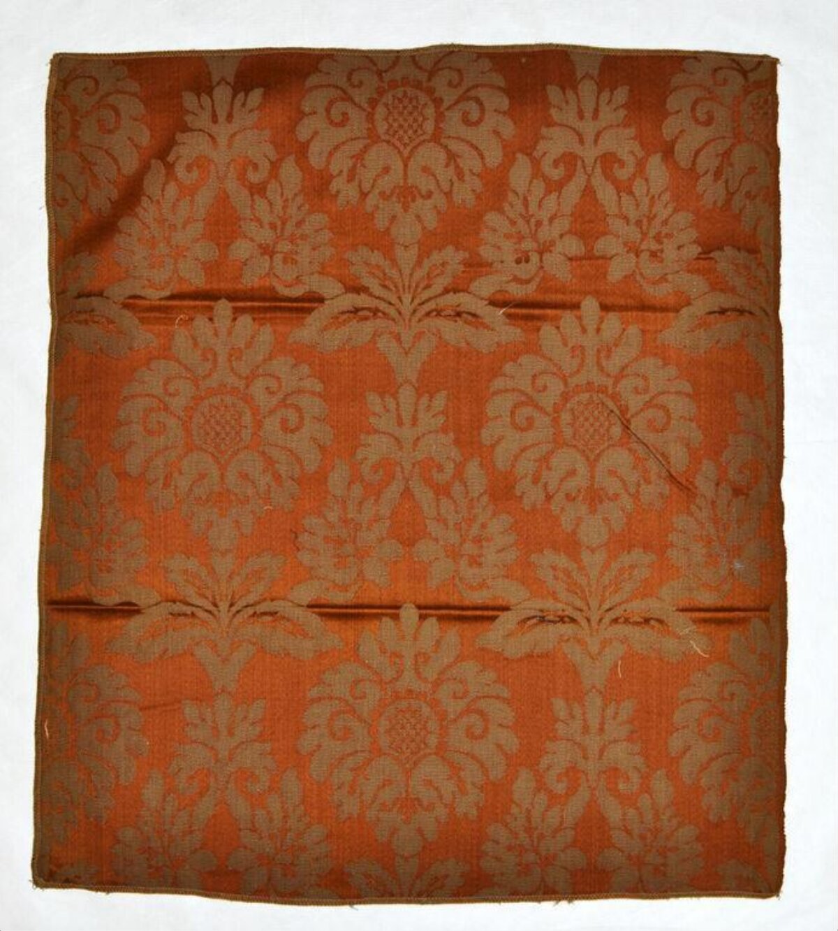 Orange Damask Pattern Woven Fabric