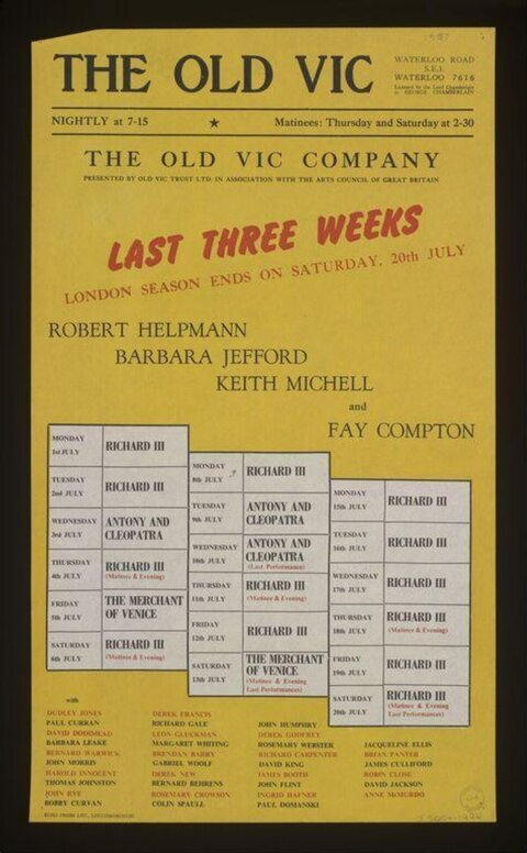 Old Vic Theatre Play Poster