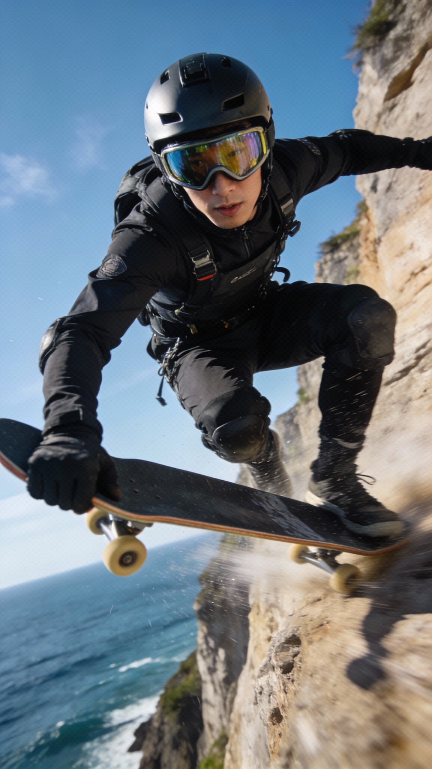 Longboarding Down Coastal Cliff Path