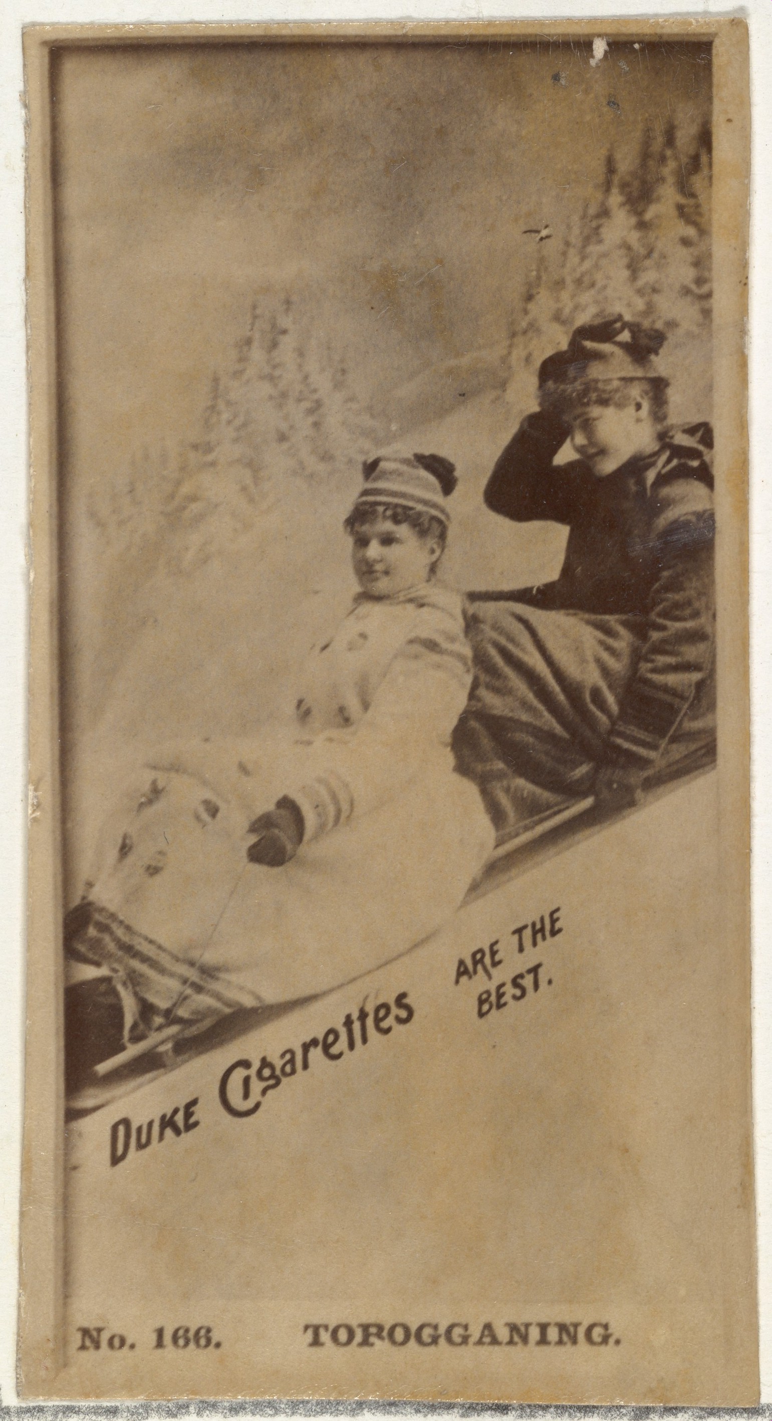 Vintage Duke Cigarettes Tobogganing Ad