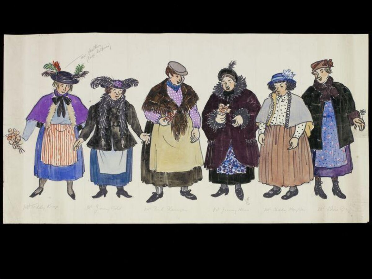 Six Women Costume Design Sketch