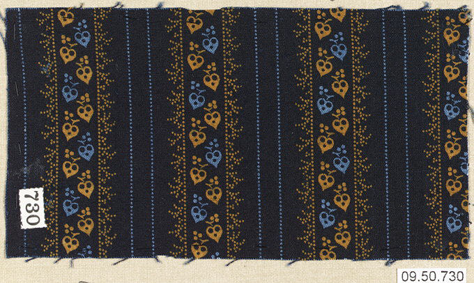Black heart-patterned fabric sample