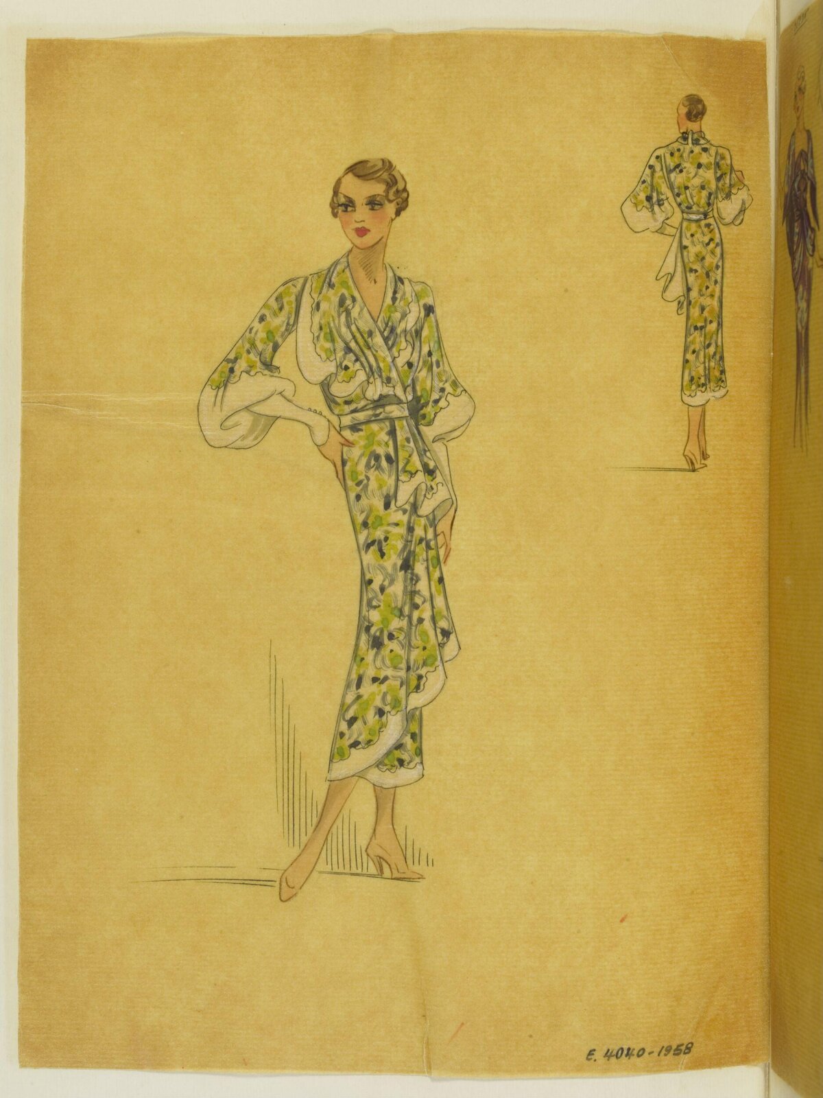 Vintage Wrap Dress Fashion Sketch