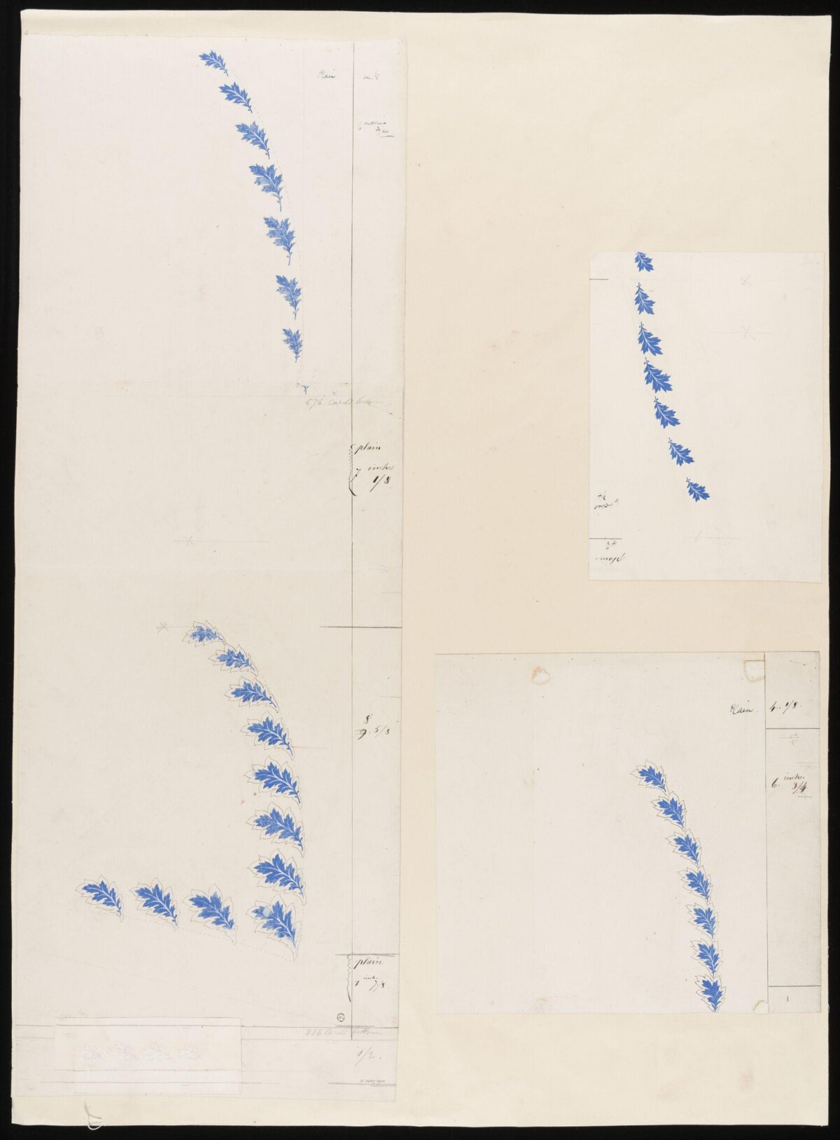 Blue Leaf Vine Textile Design Sketches