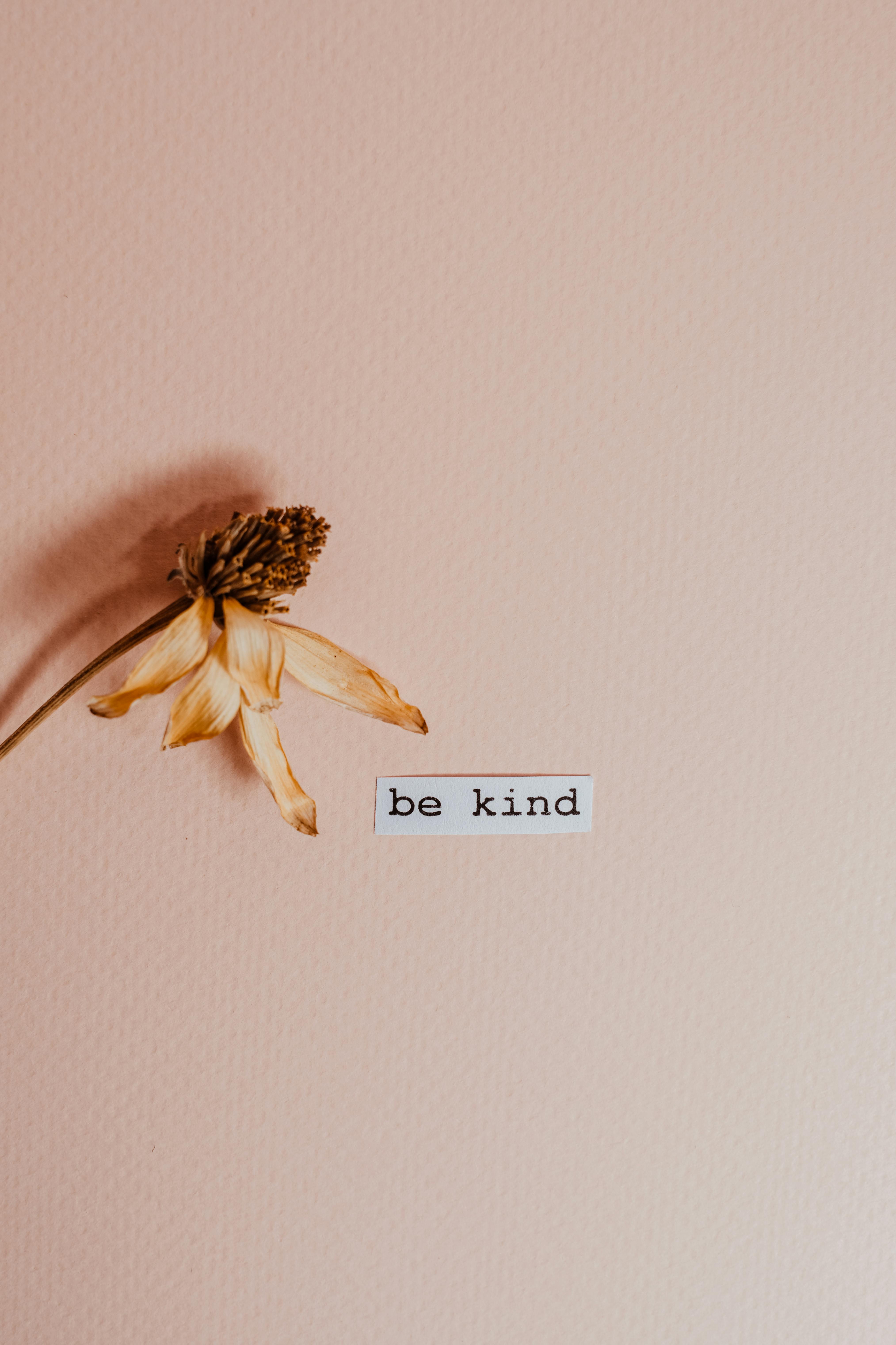 Dried Flower With Be Kind Text