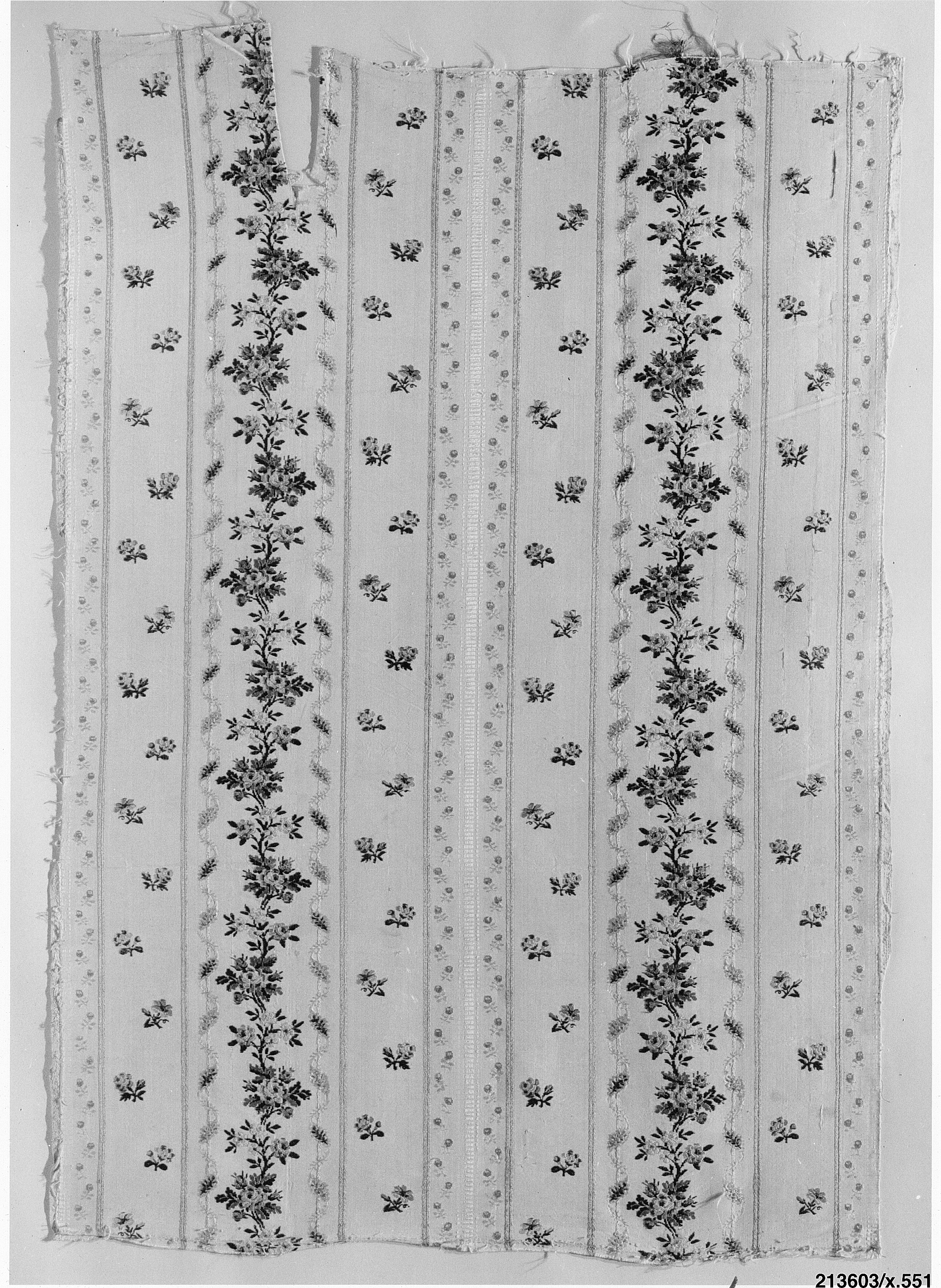 Antique Floral Striped Fabric Sample